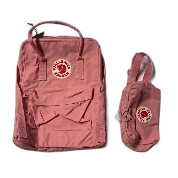 NWT Scandinavian Fjällräven Kånken Backpack & Hip Pack Gift Set – Light Pink - Picture 1 of 10
